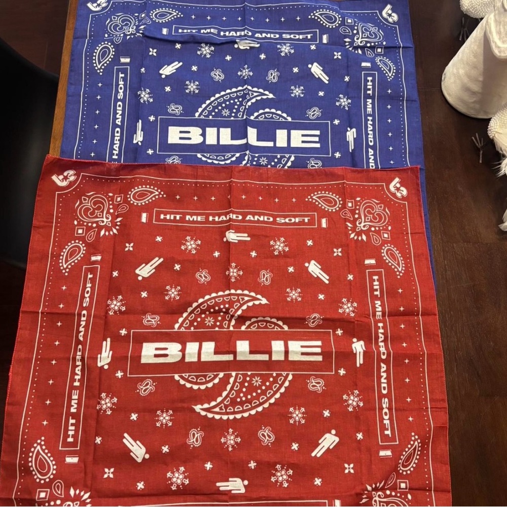 Billie Eilish Red & Blue Bandanas